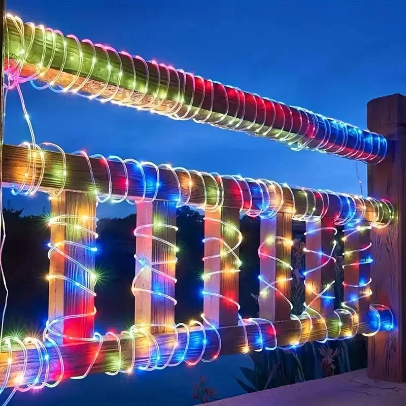 LED Solar Strip Rope Tube String Lights Outdoor Waterproof Lamp Wedding Fairy Garland String Lights for Garden Tree Yard Fence