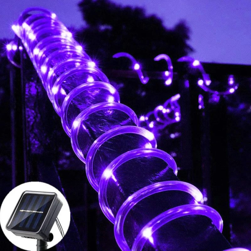 LED Solar Strip Rope Tube String Lights Outdoor Waterproof Lamp Wedding Fairy Garland String Lights for Garden Tree Yard Fence