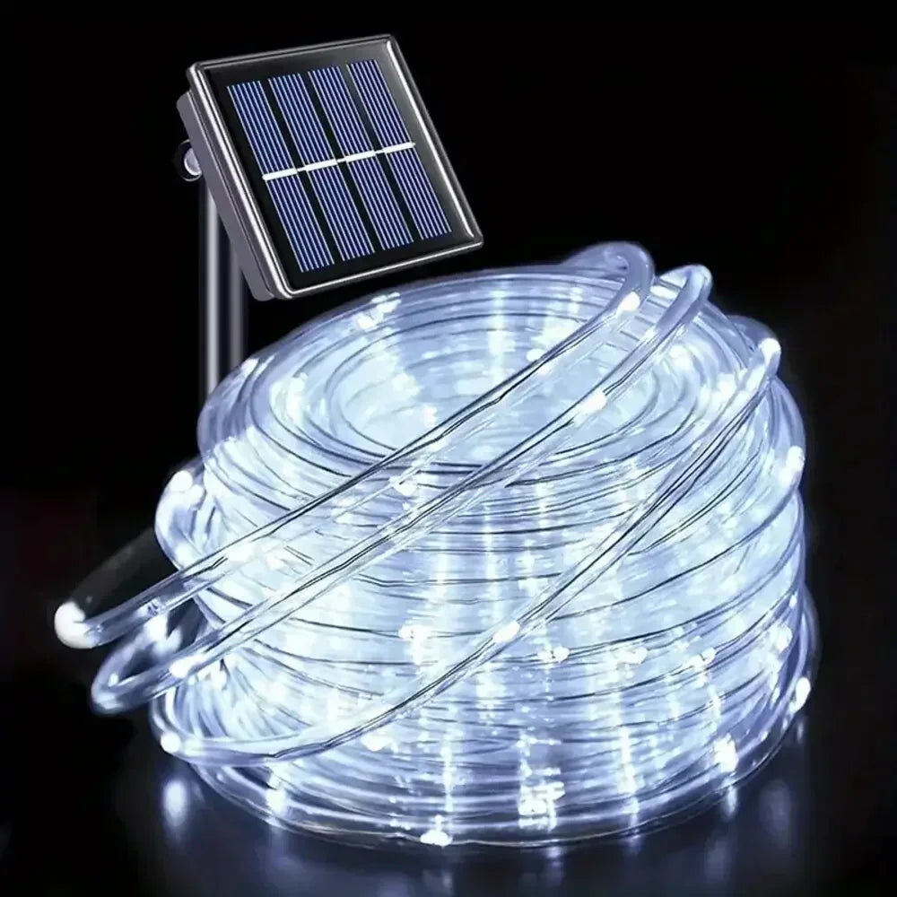 Solar LED Rope Light String Outdoor Waterproof Fairy Decoration for Garden Terrace Wedding Party Christmas Tree Lighting