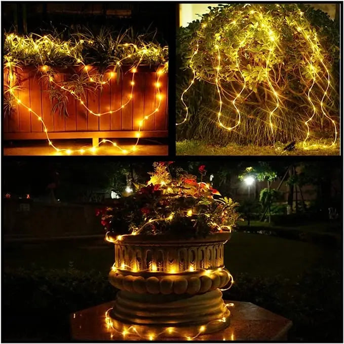 Solar String Lights Outdoor Waterproof LED Strip Rope Tube Lamp Christmas Fairy Garland String Lights for Garden Tree Yard Fence