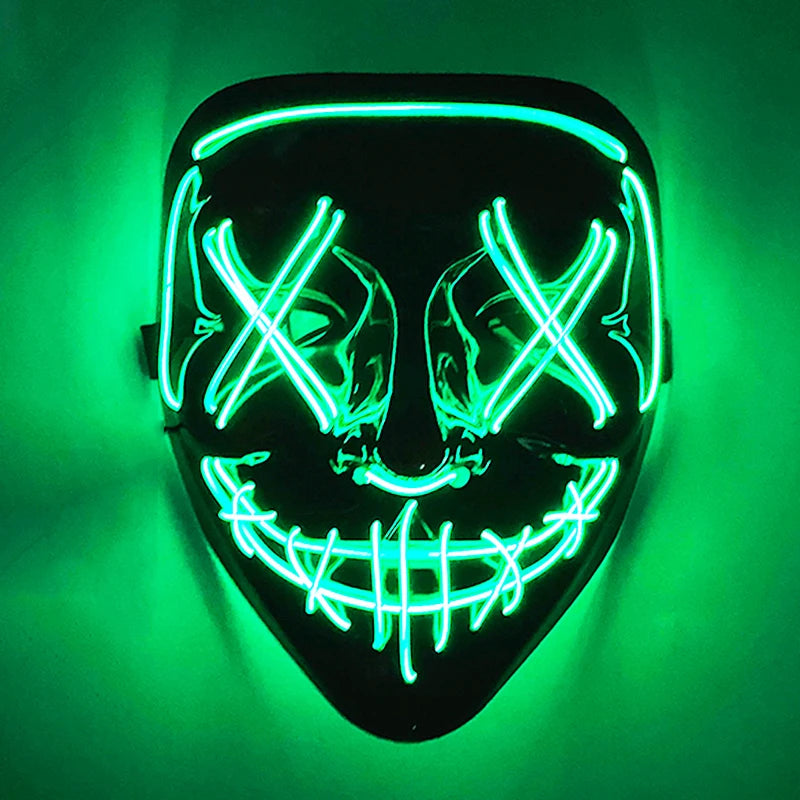 Luminous Led Purge Face Mask Glowing Masks Halloween Costume Props Neon Light Up Mask Costume Cosplay Decoration