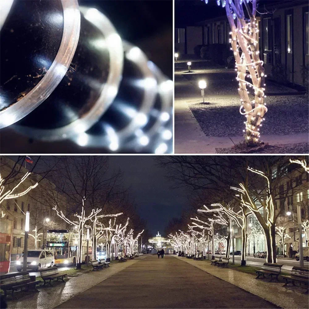 5/10/20M Solar Rope Lights Outdoor Blue LED PVC Tube Fairy String Light Garden Halloween and Christmas Wedding Decorations