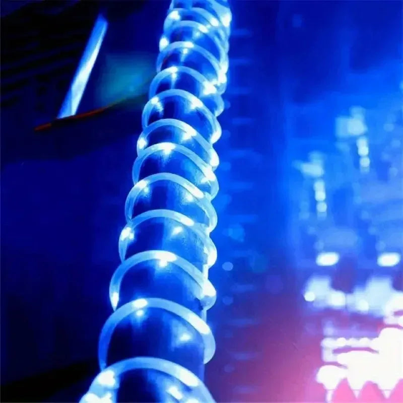 Solar LED Rope Lights Deck Outdoor Waterproof Garden String Lights Waterproof Light Belt Courtyard Christmas Atmosphere Decor ﻿