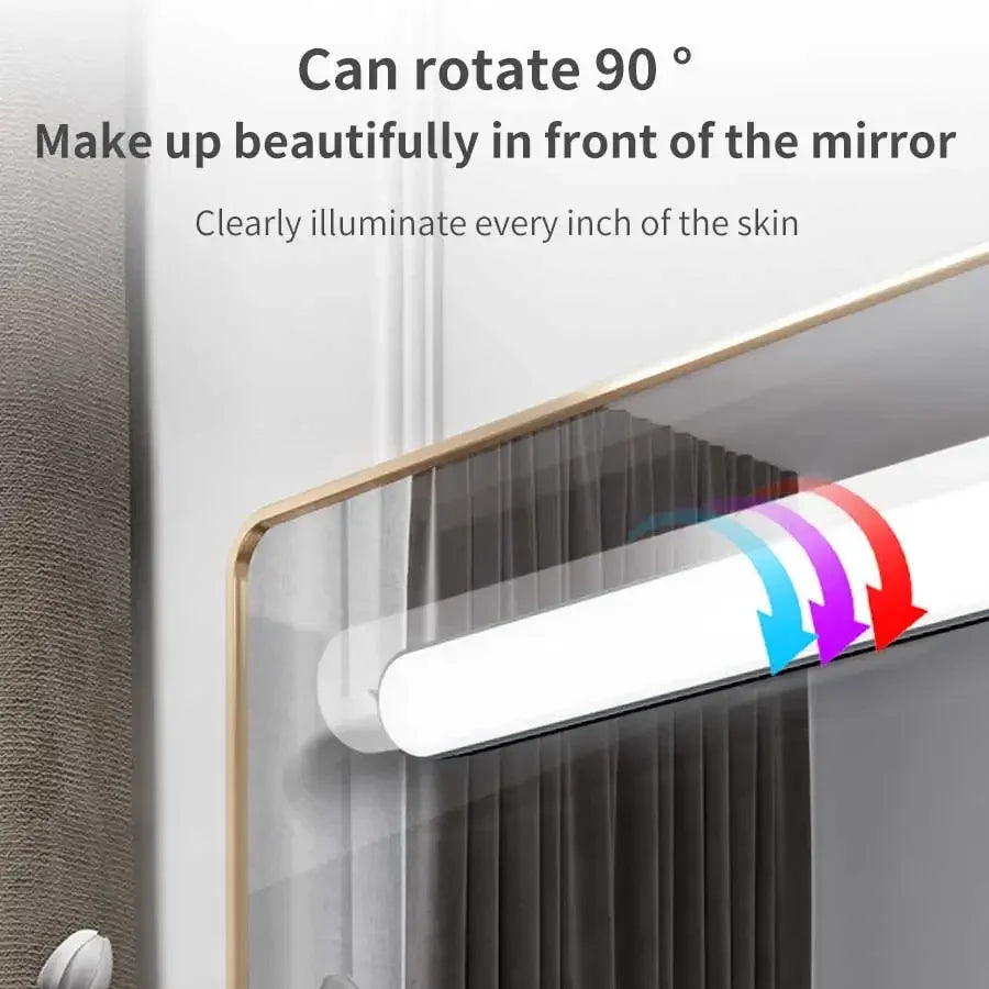 LED Mirror Front Makeup Light Rechargeable Hanging Magnetic Lamp Eye Protection Reading Lamp For Dormitory Wardrobe Closet Light