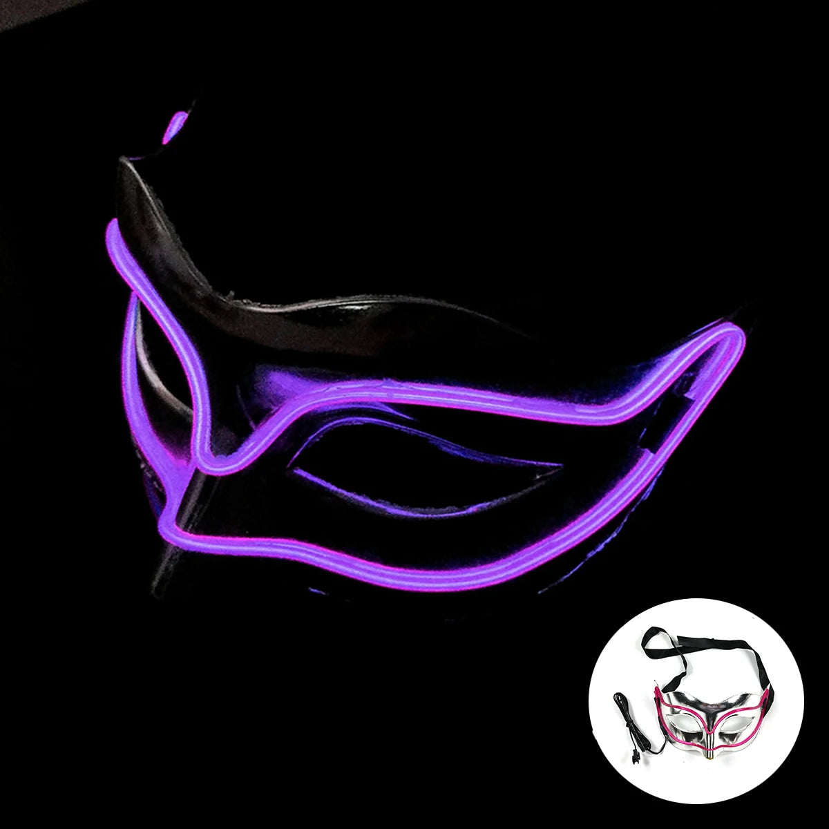LED Light Fox Mask For Dance Neon Party Decoration Luminous Masquerade Kabuki Mask Bar KTV Ball Disguise Masks