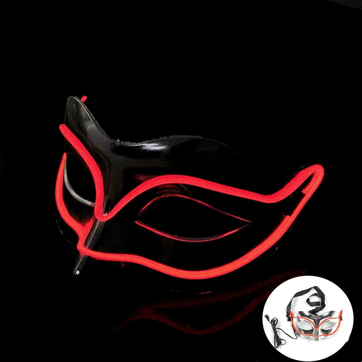 LED Light Fox Mask For Dance Neon Party Decoration Luminous Masquerade Kabuki Mask Bar KTV Ball Disguise Masks