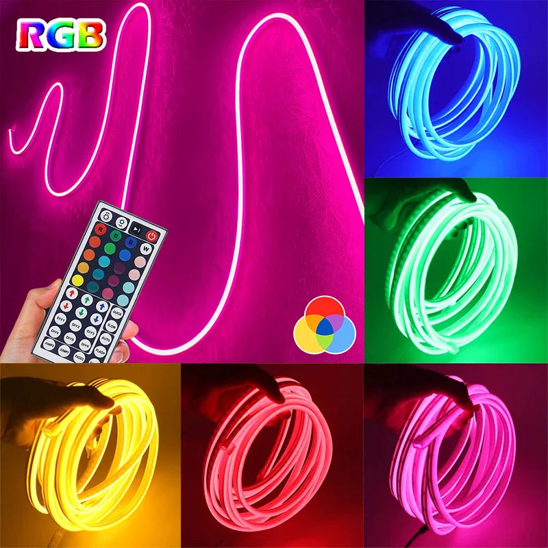 USB Neon Srtip Light RGB Color Changing LED Rope Lights, Flexible Neon LED Rope Lights Cuttable DIY Design Neon Lights