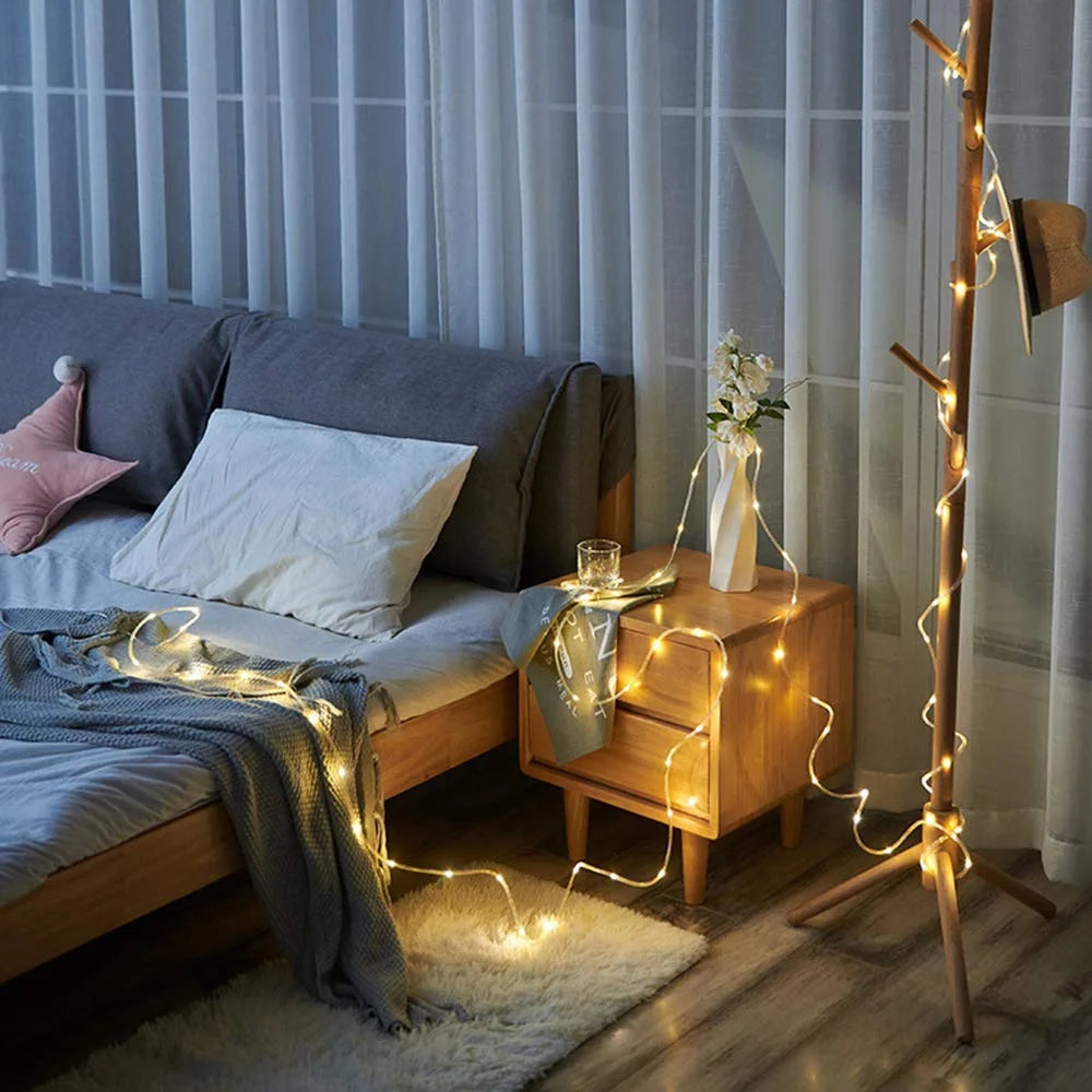 Solar Rope Lights IP65 Waterproof Outdoor Lamp LED Copper Fairy String Tube Lights for Party Garden Yard Home Wedding Christmas
