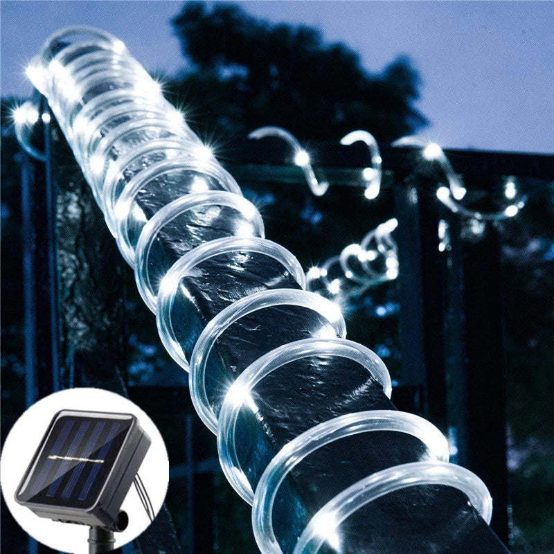 LED Solar Strip Rope Tube String Lights Outdoor Waterproof Lamp Wedding Fairy Garland String Lights for Garden Tree Yard Fence