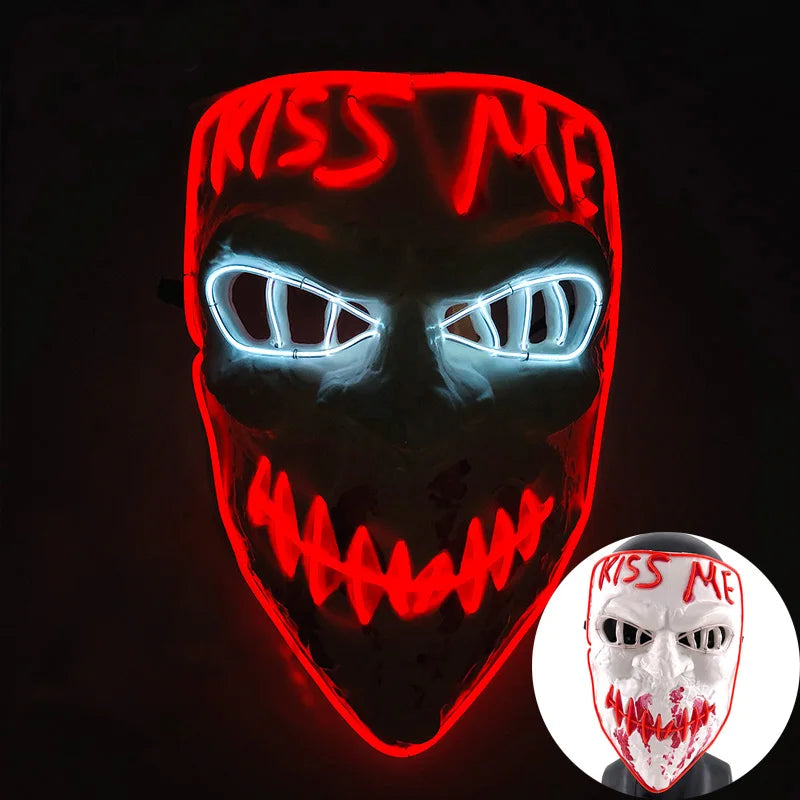 Luminous Led Purge Face Mask Glowing Masks Halloween Costume Props Neon Light Up Mask Costume Cosplay Decoration