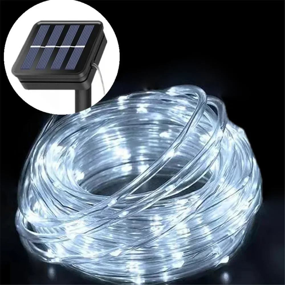 5/10/20M Solar Rope Lights Outdoor Blue LED PVC Tube Fairy String Light Garden Halloween and Christmas Wedding Decorations