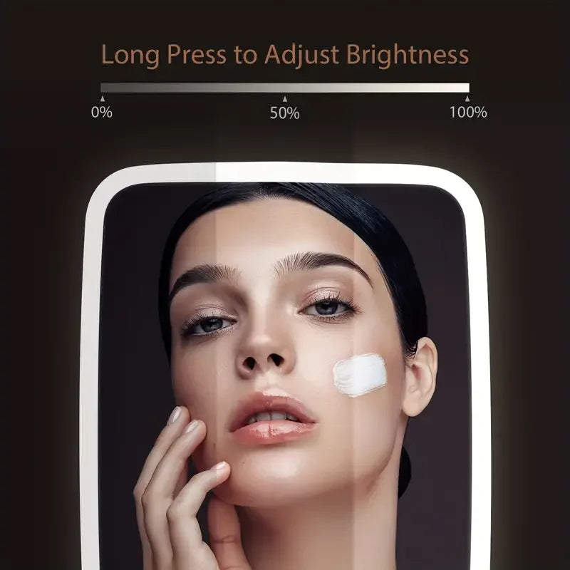 LED Makeup Mirror with Stand Desktop Folding Compact Square Travel Cosmetic Mirror With 3 colours lights Portable Handheld Gifts